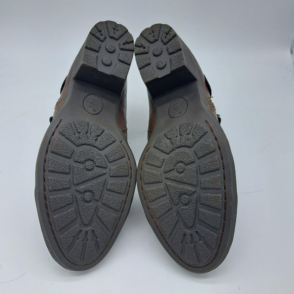 BOC Born Womens Size 6 Clogs Brown Embossed Leather Booties Zipper Heels EUC - Picture 9 of 9